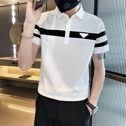 Polo "Linear Dynamic" Slim Fit in Tessuto Tecnico Traspirante a Micro-Righe