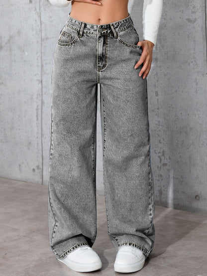 Jeans High-Waisted Straight-Leg con Taglio Loose e Soft Denim