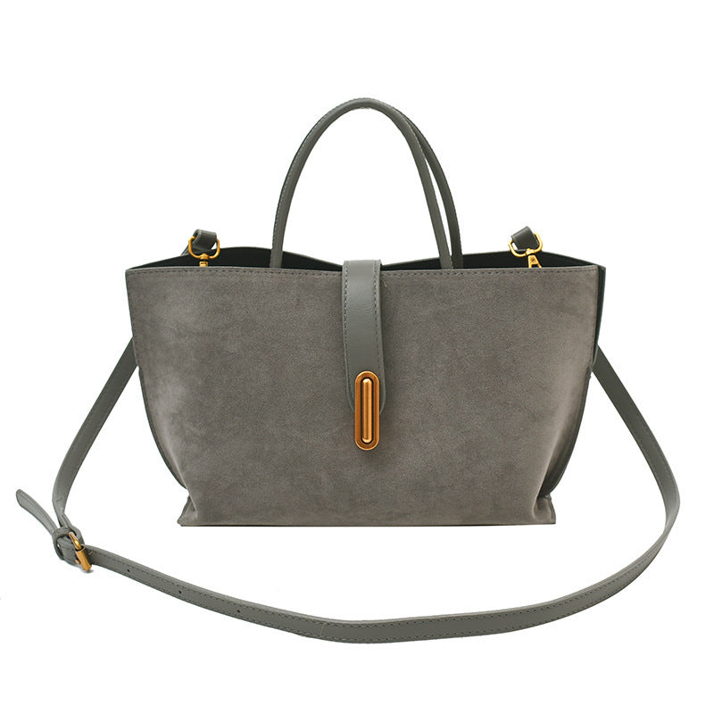 Tote Bag "Urban Simplicity" Medium Square con Chiusura a Scatto e Dettagli Car-Stitching