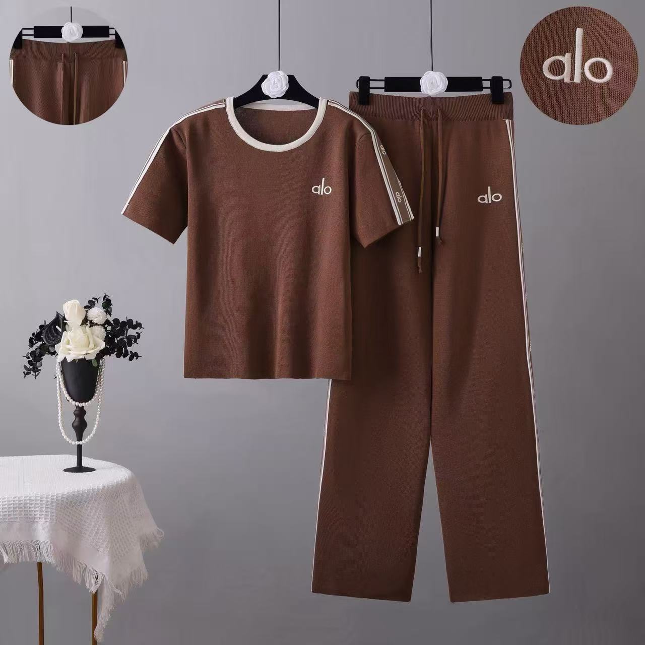 Completo Casual Pantalone Embroidered Knit Sport