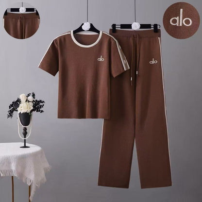 Completo Casual Pantalone Embroidered Knit Sport