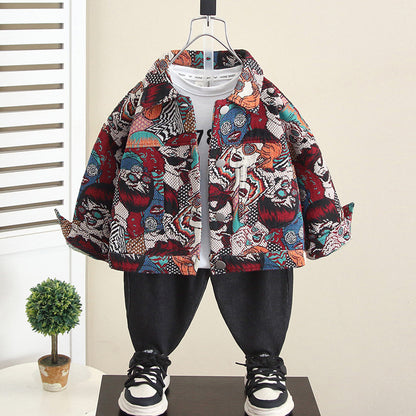 Giacca Strutturata "Art-Pattern" con Chiusura Zipper e Fodera Comfort