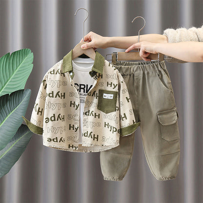 Set Tre Pezzi in Cotton-Blend con Pattern Lettering