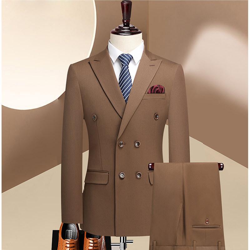 Completo Tre Pezzi Slim Fit con Doppiopetto a Tre Bottoni e Struttura TR High-Performance