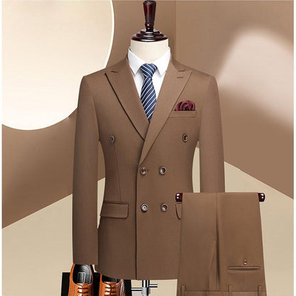Completo Tre Pezzi Slim Fit con Doppiopetto a Tre Bottoni e Struttura TR High-Performance