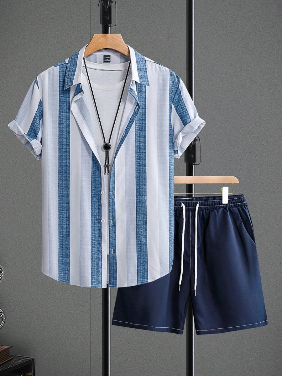 Camicia a Maniche Corte e Shorts in Tessuto Elasticizzato