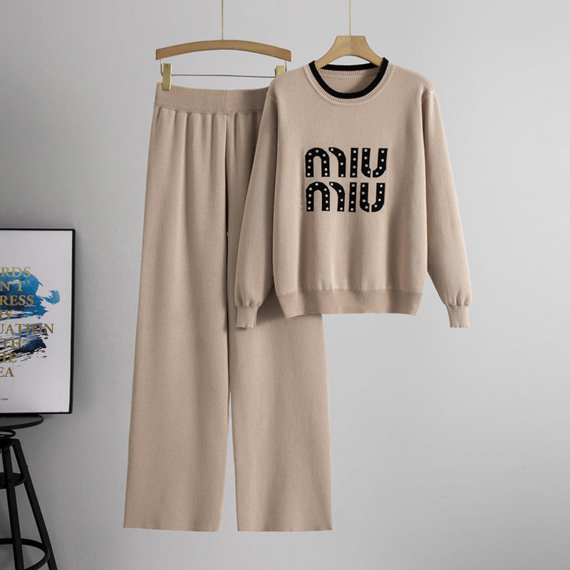 Completo Casual Pantalone Beaded Contrast Suit