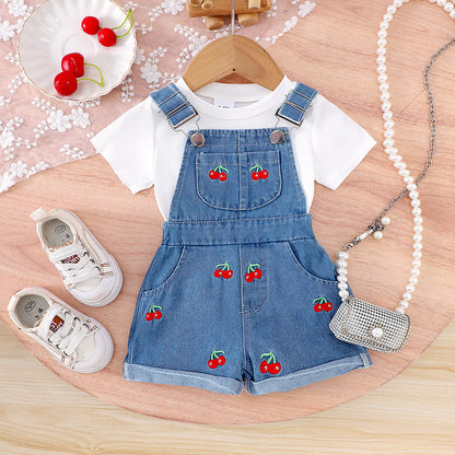 Completo Due Pezzi in Cotone Soft-Touch con Shorts in Denim e Silhouette Europe & America
