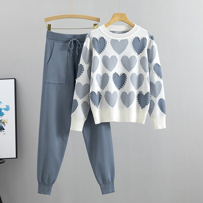Completo Casual Pantalone Beaded Knit Suit