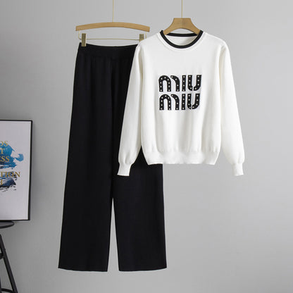 Completo Casual Pantalone Beaded Contrast Suit
