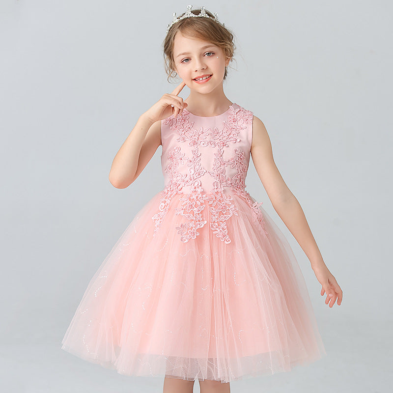 Abito Formale in Misto Cotone con Ricami in Pizzo e Finitura Bow-Detail