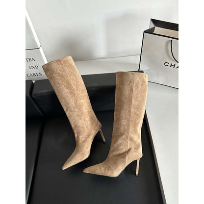 Stivali Alti in Raso Lucido con Tacco a Spillo – Eleganza "High Tube" Chic