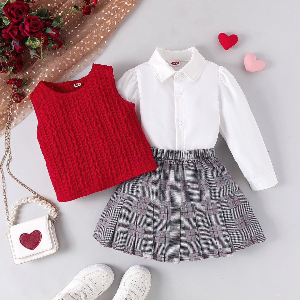 Completo Tre Pezzi in Modal Soft-Touch con Trama Plaid e Silhouette Skirt-Suit