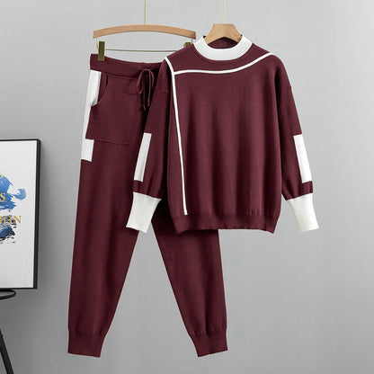 Completo Casual Pantalone Knit Splicing Suit