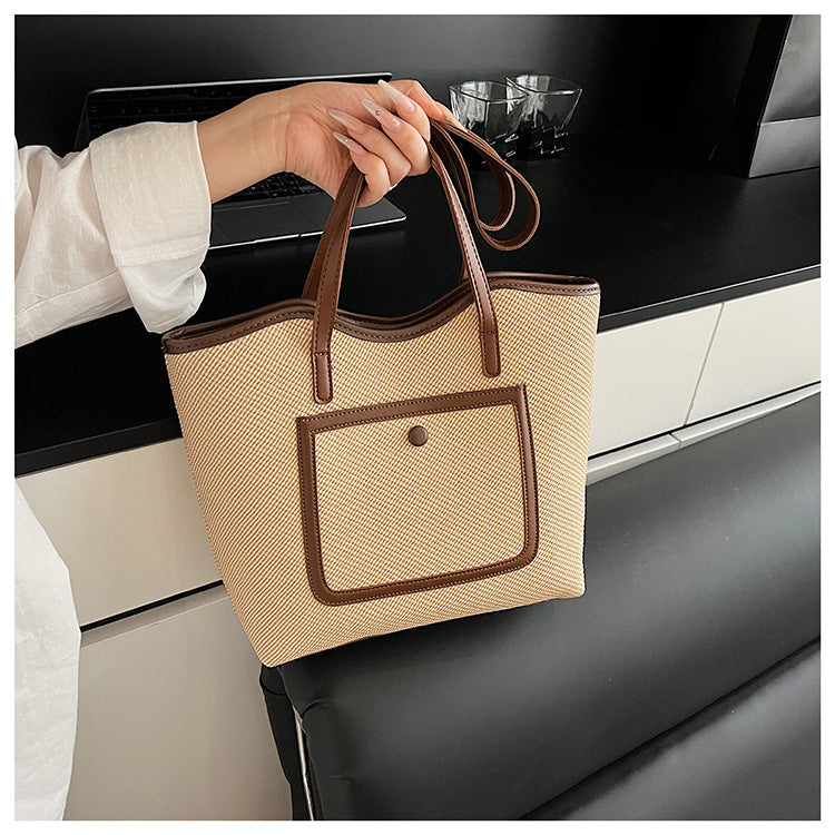 Tote Bag in Canvas "Cross-Border" con Doppia Tracolla e Scomparto Interno con Mezzanine