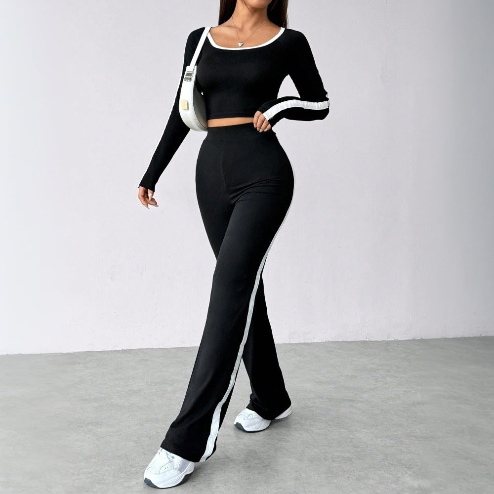 Coordinato Long Sleeve con Trousers in Tech-Fabric a Contrasto Cromatico