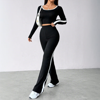 Coordinato Long Sleeve con Trousers in Tech-Fabric a Contrasto Cromatico