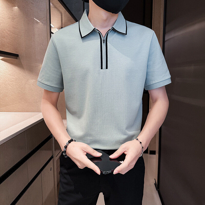 Polo "Contemporary Contrast" Slim Fit in Cotone Pettinato Traspirante