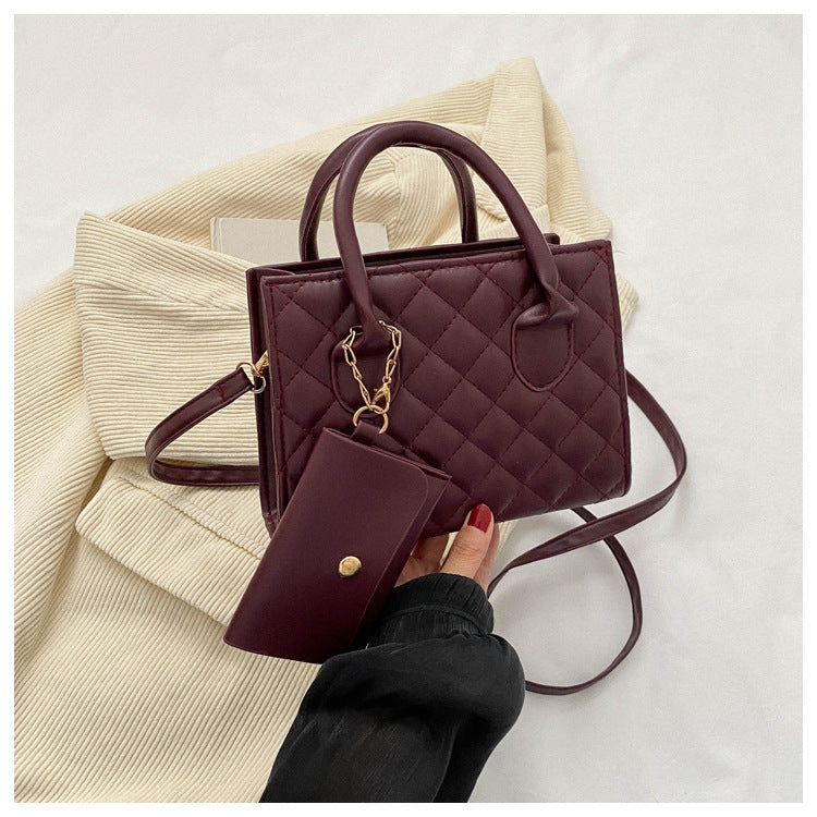Borsa "Urban Minimalism" Small Square in Mix PU-Denim con Doppia Tracolla