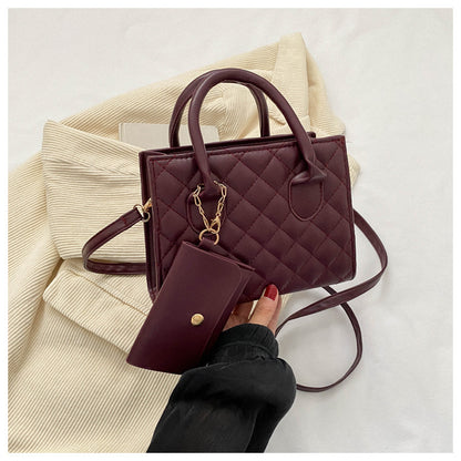 Borsa "Urban Minimalism" Small Square in Mix PU-Denim con Doppia Tracolla