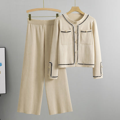 Completo Casual Pantalone Striped Topstitch Knit
