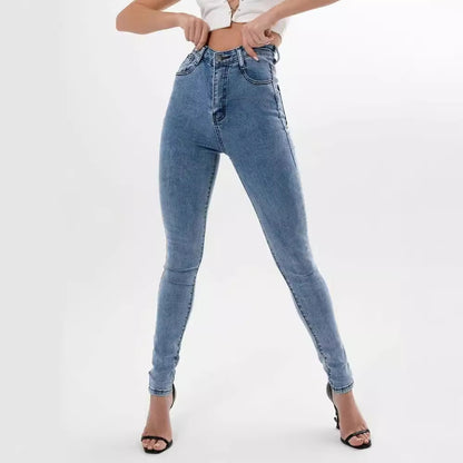 Jeans Skinny High-Waisted con Dettagli Vintage e Stretch Commuter