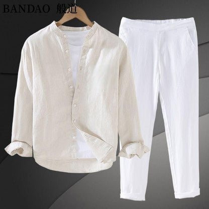 Camicia in Cotone a Maniche Lunghe e Pantaloni coordinati