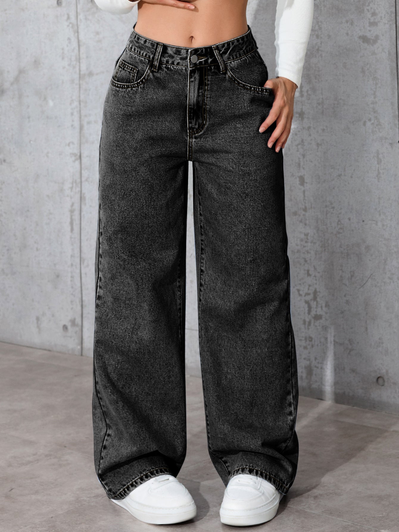 Jeans High-Waisted Straight-Leg con Taglio Loose e Soft Denim