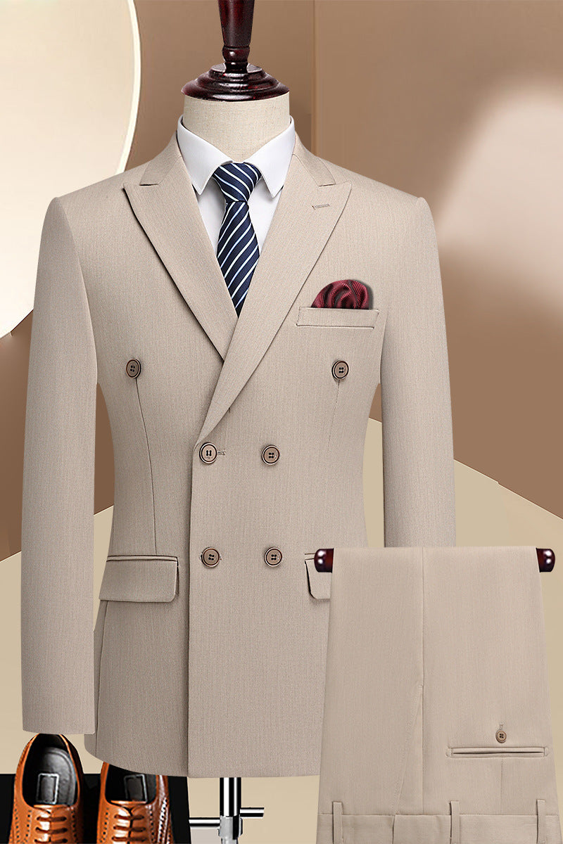 Completo Tre Pezzi Slim Fit con Doppiopetto a Tre Bottoni e Struttura TR High-Performance