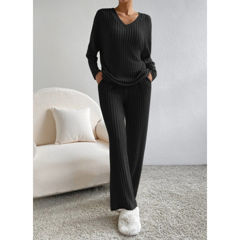 Trousers Suit "Knitted Comfort" con Texture Embossed e Silhouette Long-Sleeve