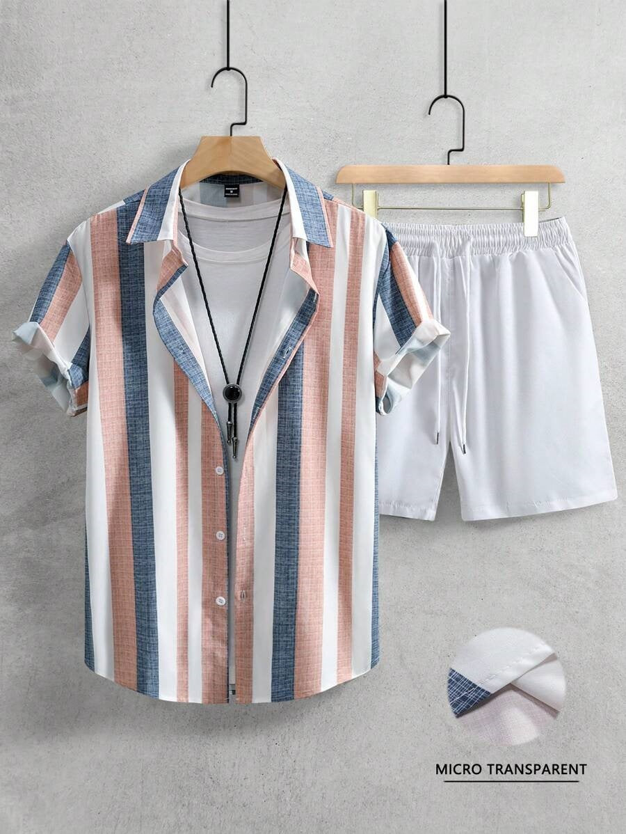 Camicia a Maniche Corte e Shorts in Tessuto Elasticizzato