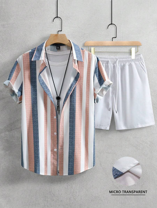 Camicia a Maniche Corte e Shorts in Tessuto Elasticizzato