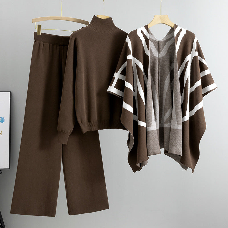 Completo Casual Pantalone Knit Stripes & Flowers