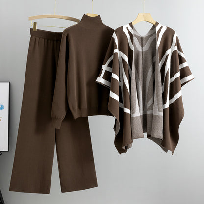 Completo Casual Pantalone Knit Stripes & Flowers