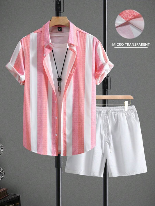 Camicia a Maniche Corte e Shorts in Tessuto Elasticizzato