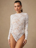 Jumpsuit Slim in Pizzo Hollow-Out con Silhouette Elegant-Commute