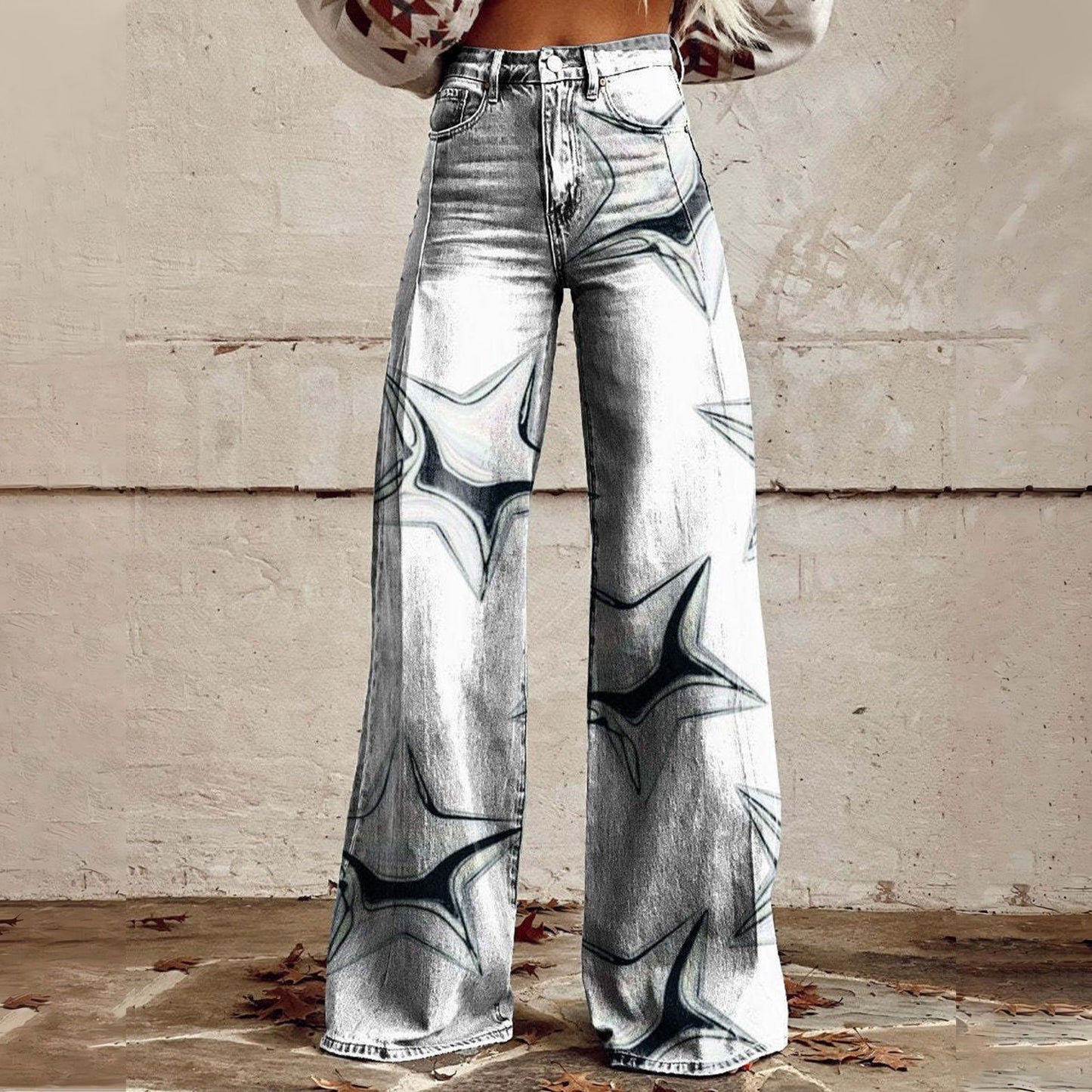 Jeans Wide-Leg "Imitation Jeans" in Tessuto Light-Poly