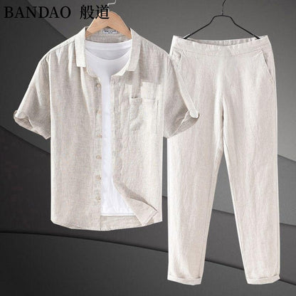Camicia in Cotone a Maniche Lunghe e Pantaloni coordinati