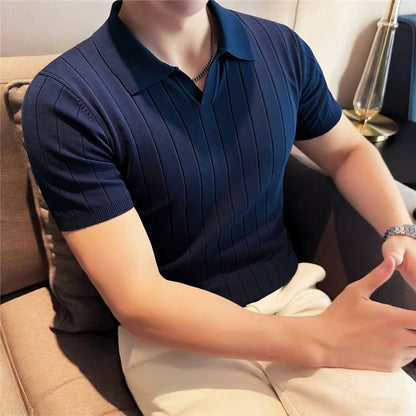 Polo "Essential Knit" Slim Fit in Viscosa e Fibra Tecnica Traspirante