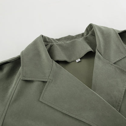 Trench Coat Leggero con Maniche Raglan e Cintura in Vita