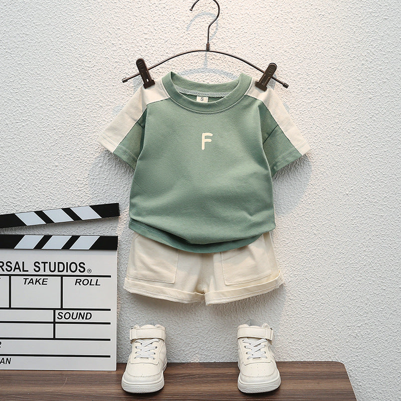Completo Estivo Due Pezzi in Cotone con Grafiche Cartoon e Shorts Coordinati