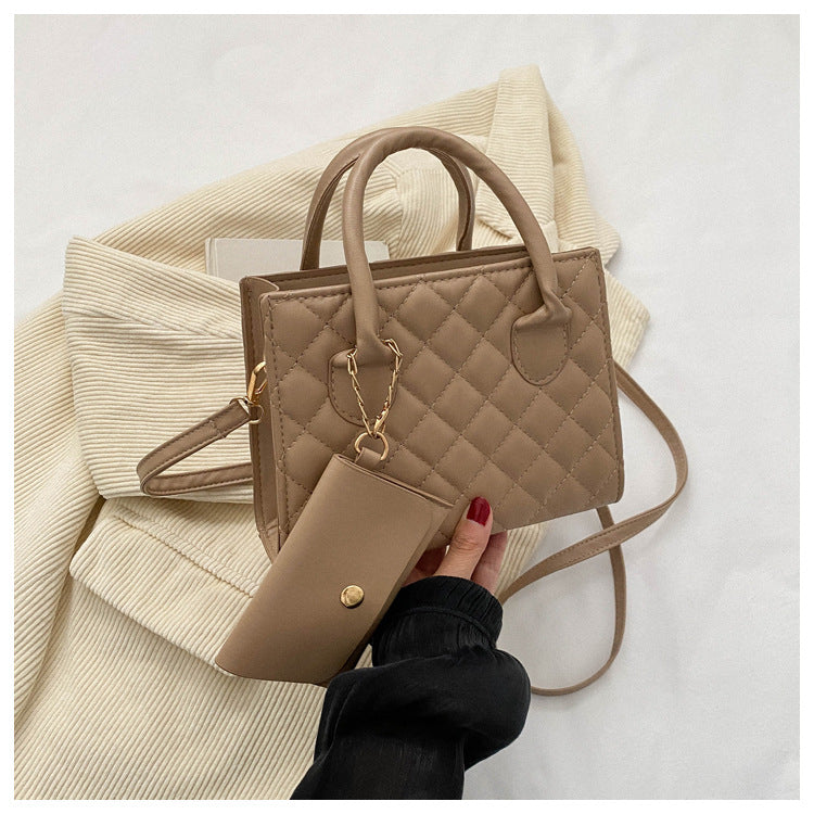 Borsa "Urban Minimalism" Small Square in Mix PU-Denim con Doppia Tracolla