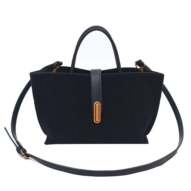 Tote Bag "Urban Simplicity" Medium Square con Chiusura a Scatto e Dettagli Car-Stitching