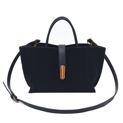 Tote Bag "Urban Simplicity" Medium Square con Chiusura a Scatto e Dettagli Car-Stitching