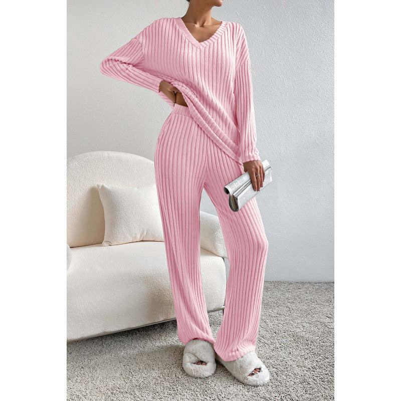 Trousers Suit "Knitted Comfort" con Texture Embossed e Silhouette Long-Sleeve