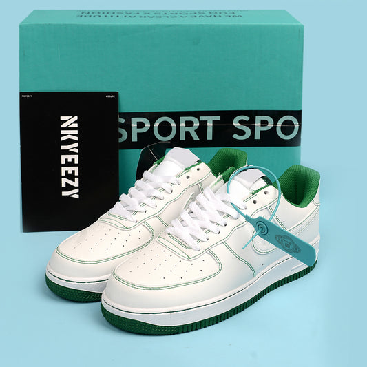 Air Force One White And Green Stitching