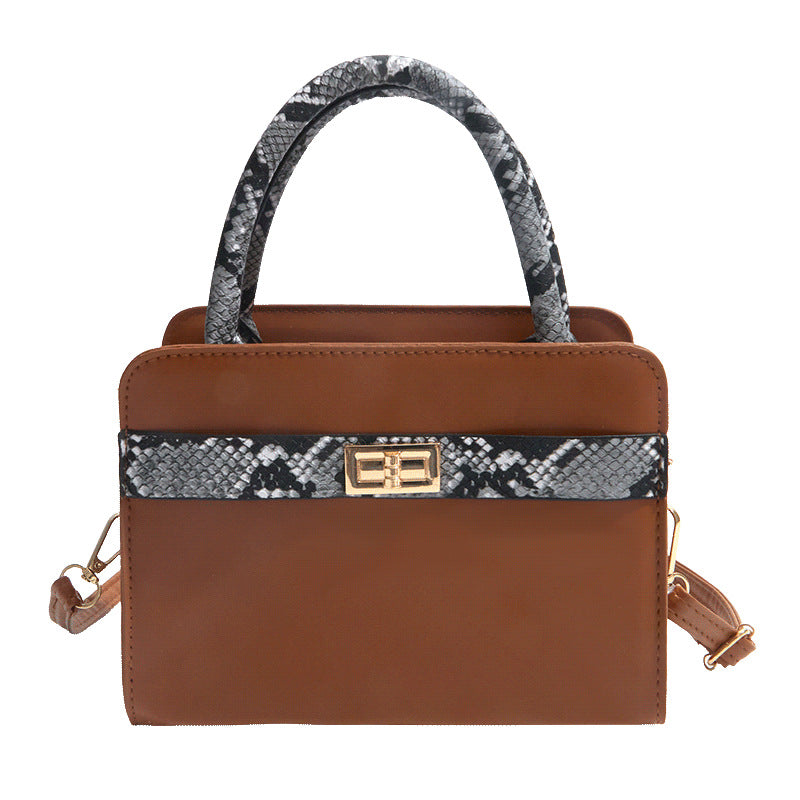 Borsa "Urban Minimalism" Horizontal Square con Dettagli Color Blocking e Chiusura a Scatto