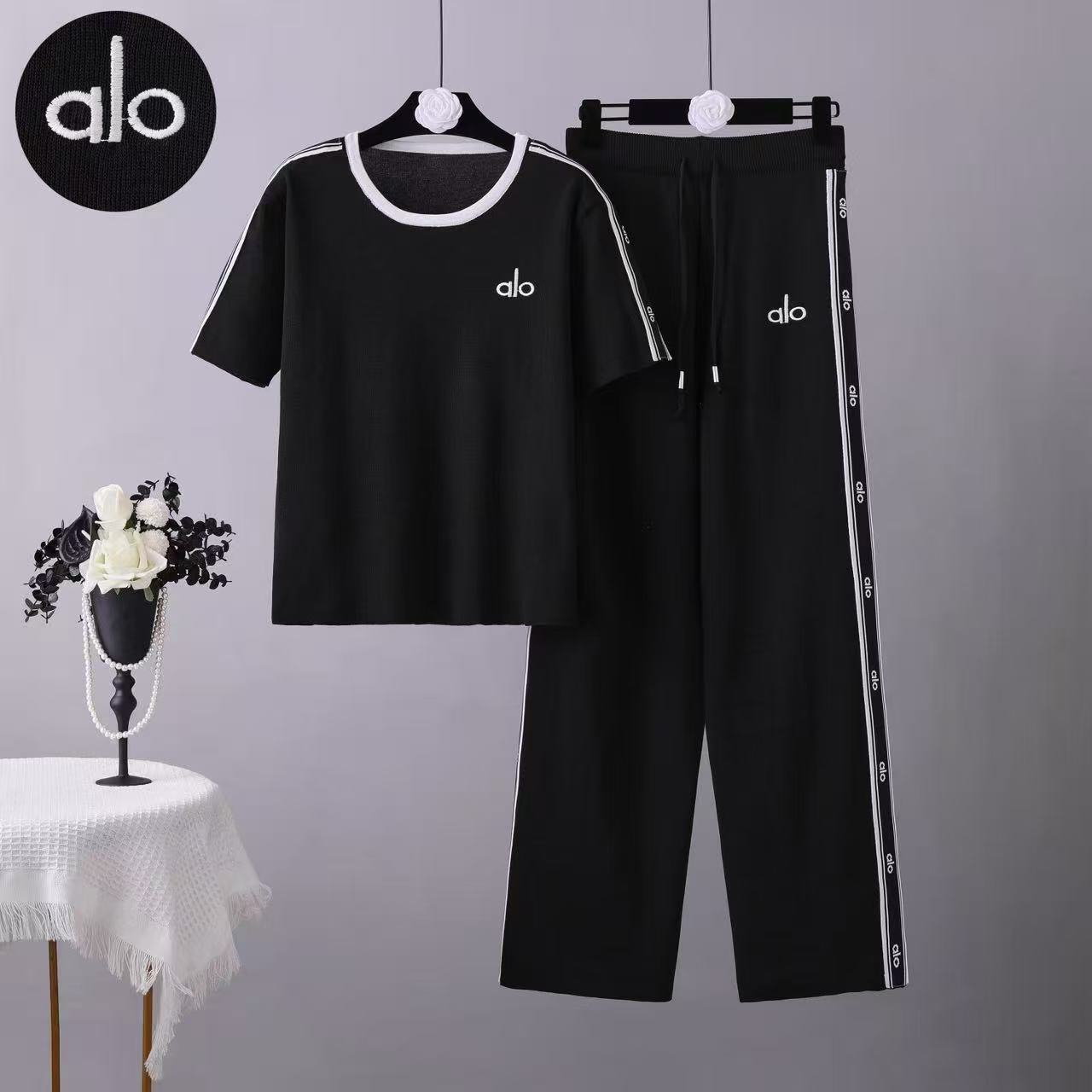 Completo Casual Pantalone Embroidered Knit Sport