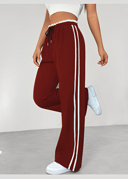 Pantaloni Wide-Leg High-Waist con Cintura Coordinata e Dettaglio Flanging