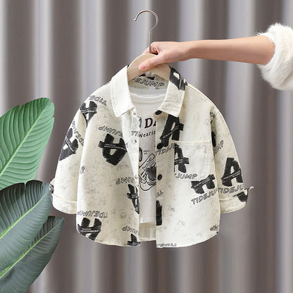 Camicia in Misto Cotone all'80% con Taglio Lapel e Finitura Soft-Touch